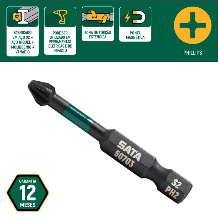 Ponta Impacto Phillips® #2 50mm 10 Peças - SATA Brasil